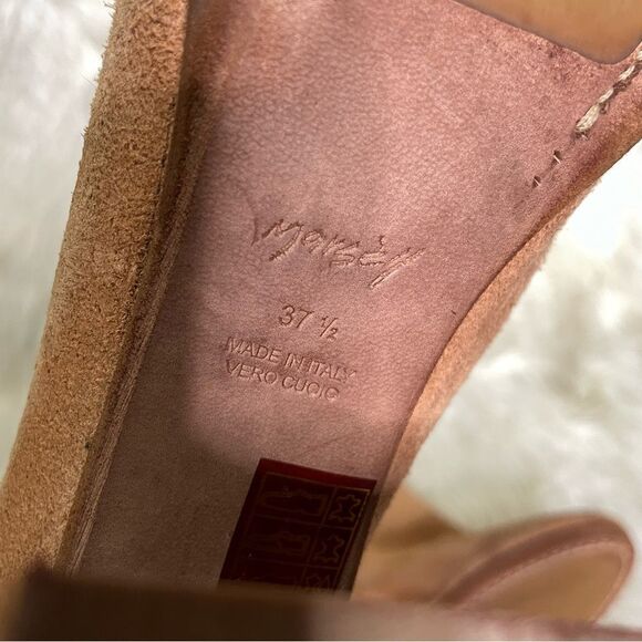 Marsell suede distressed‎ suede tan stacked block heel booties 37.5 - Picture 9 of 9